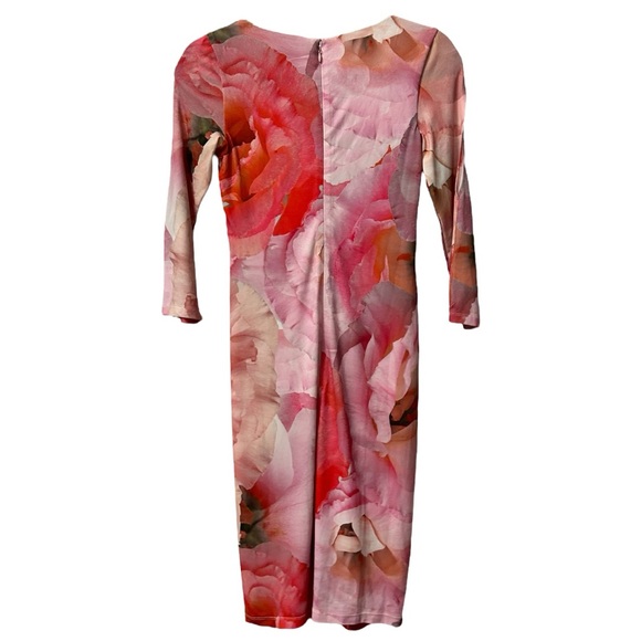 Boston Proper Women’s‎ 3/4 Sleeve Deep V Neck Floral MIDI Dress  Sz 2 - Picture 2 of 8